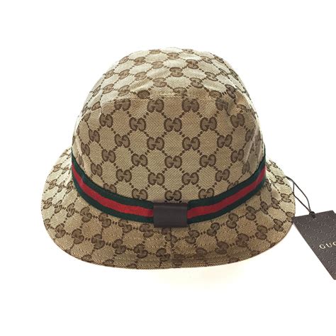 gucci mens beige monogrammed canvas bucket hat l|Bucket Hats for Men .